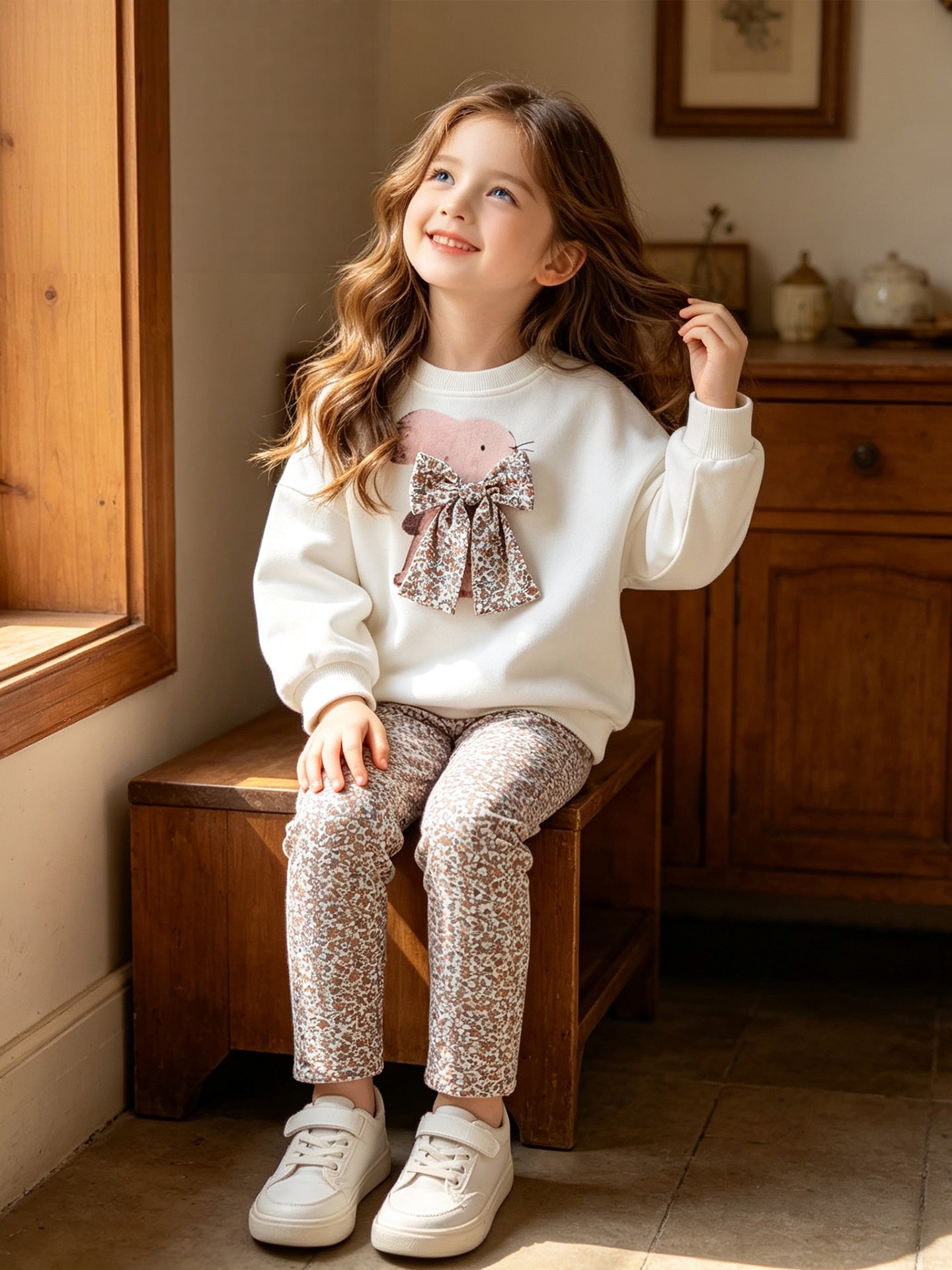 Wholesale Trendy Girls Two Piece Long Sleeve Sweatshirt Set European Style Casual Pants Outfit For Little Kids Ages 3 8 Autumn Winter