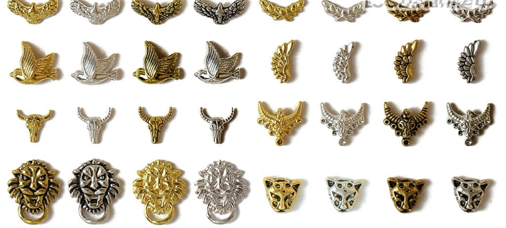 Wholesale  Metal Nail Art Charms Antelope Head Wings Leopard Head Manicure Decorative Accent