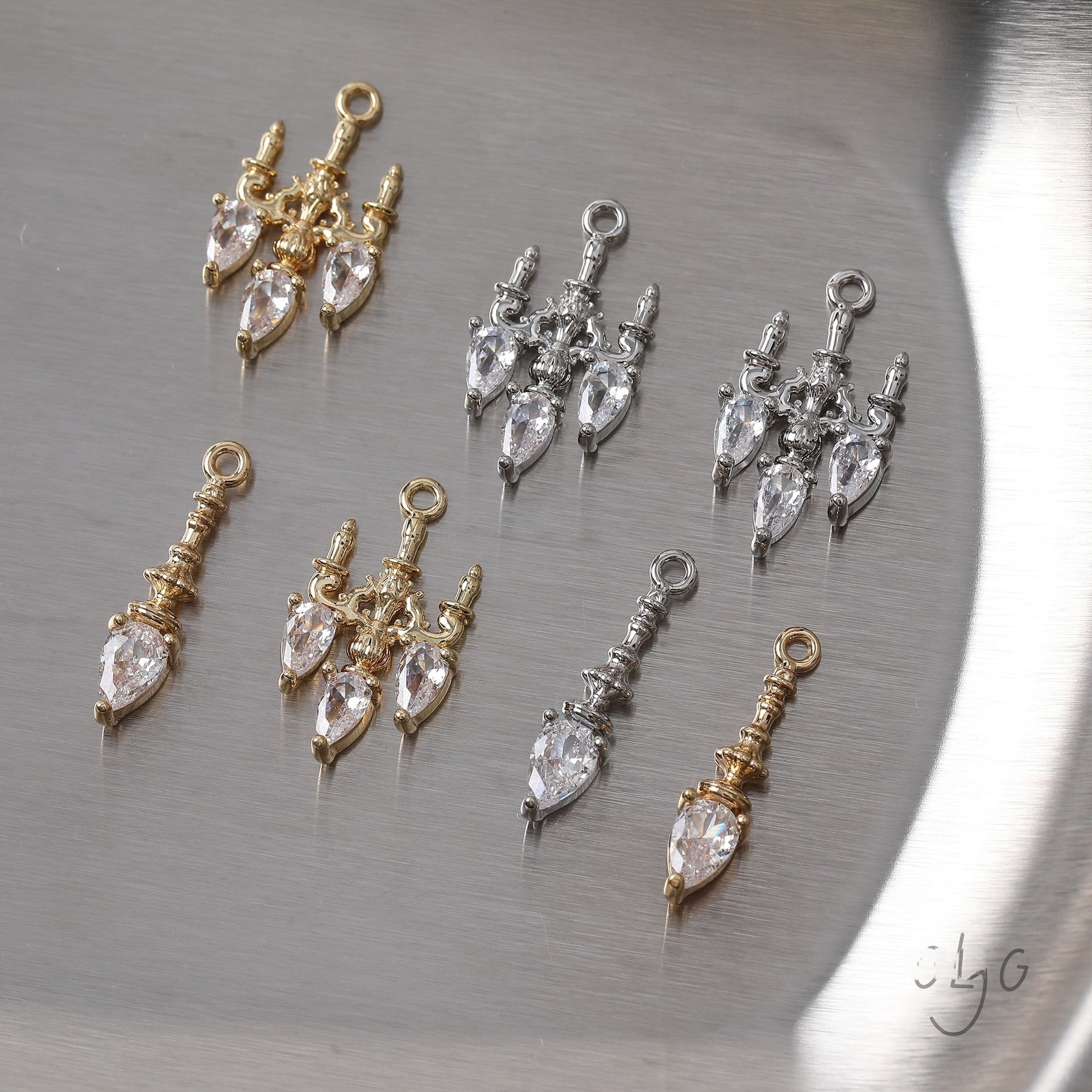 Wholesale Gold Plated Crystal Chandelier Pendant,  DIY Jewelry Making Supplies,  Boutique Resale