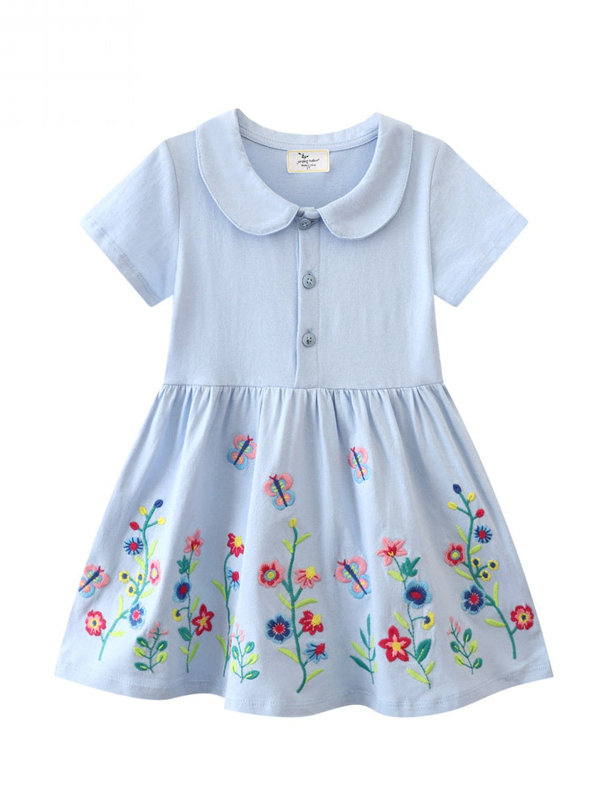 Wholesale Trendy Girls Cotton Short Sleeve Doll Collar Princess Dress Boutique Summer Style For Everyday Wear And Gift
