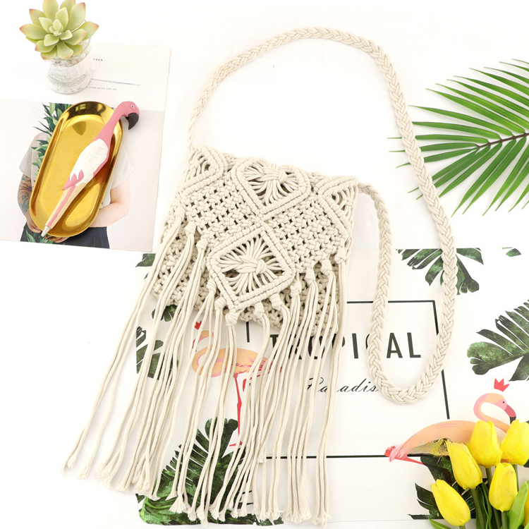 Bolsas de borla tejida de hilo de algodón al por mayor de algodón