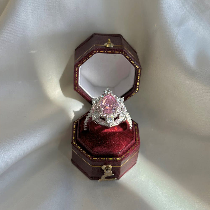 Wholesale 925 Sterling Silver Pink High Carbon Diamond Rings OLY-RS-XY001