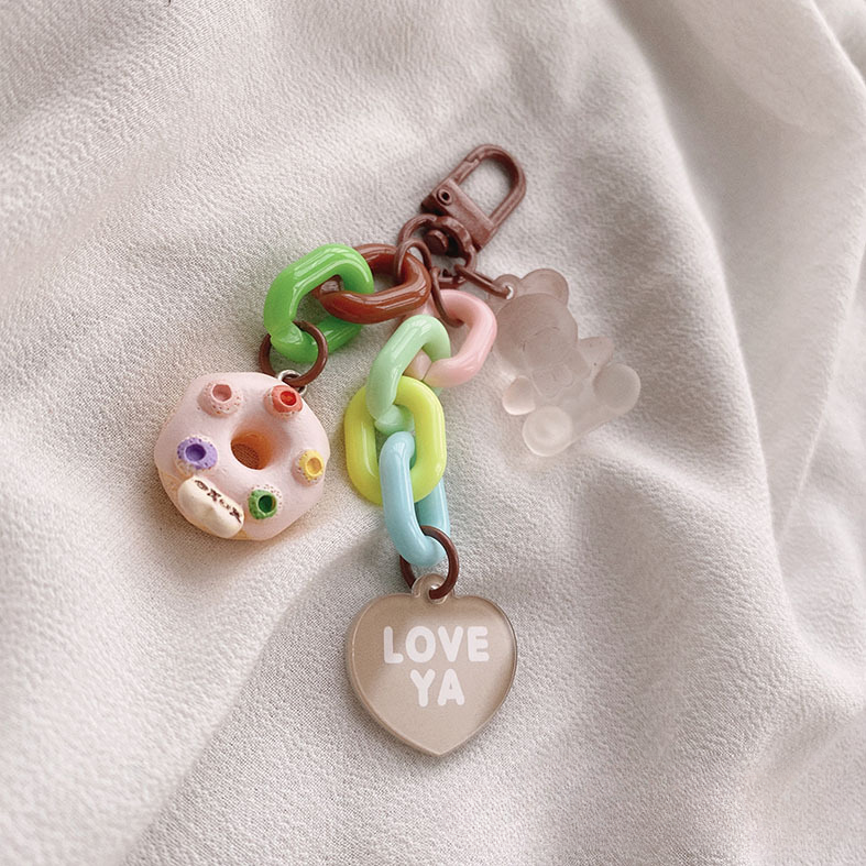 Llavero con oso helado con rosquillas de plástico al por mayor 10 piezas