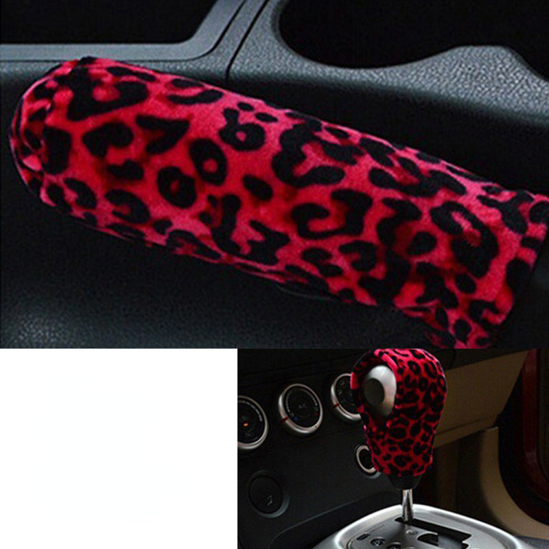 Wholesale Leopard Pattern Plush Insulation Car Gear Lever Cover Handbrake Cover