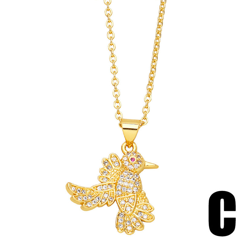 Venta al por mayor Collar Cobre 18K Oro Zircon Mariposa Diablo Ojo OLY-NE-AS008