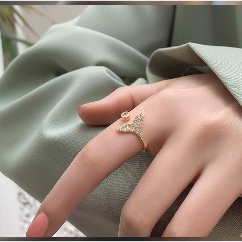 Wholesale Ring Alloy Flash Diamond Fish Tail Adjustable OLY-RS-SD001