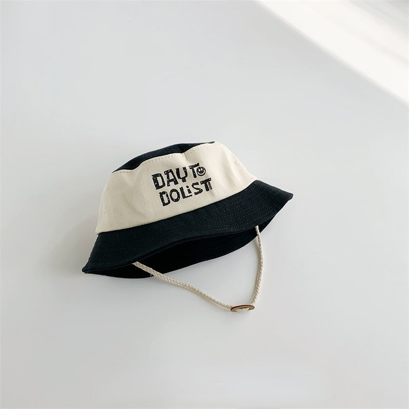 Venta al por mayor algodón Colorblock alfabeto impresión niños cubo sombrero