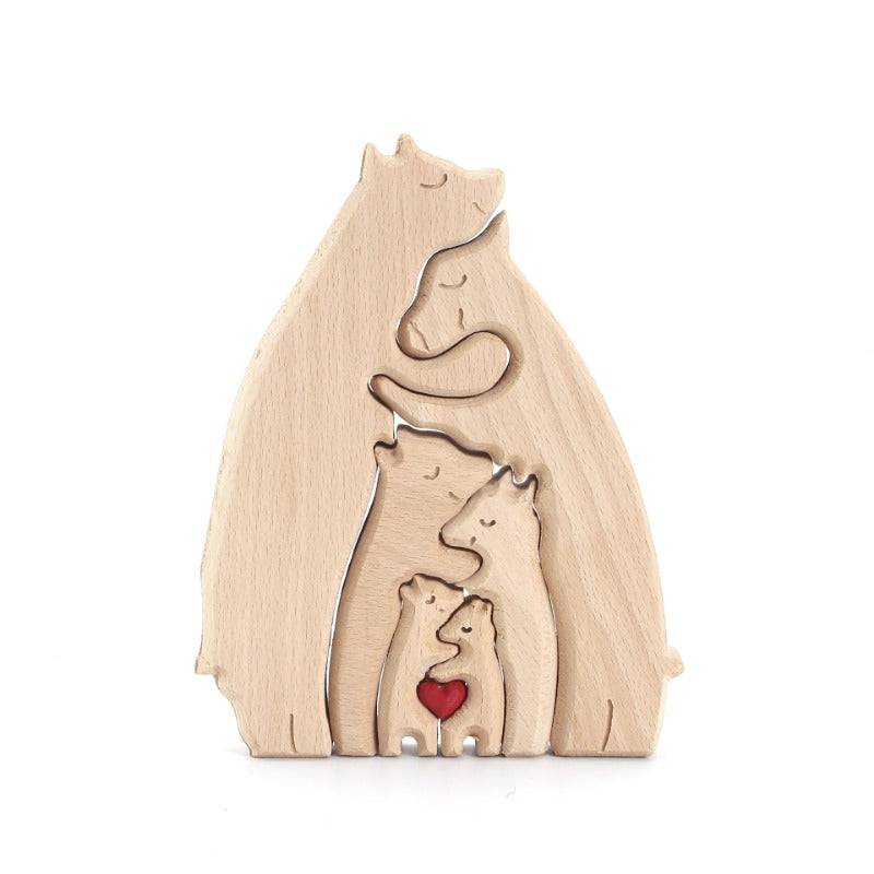 Wholesale of Mother's Day Teddy Bear Family Wooden Ornaments