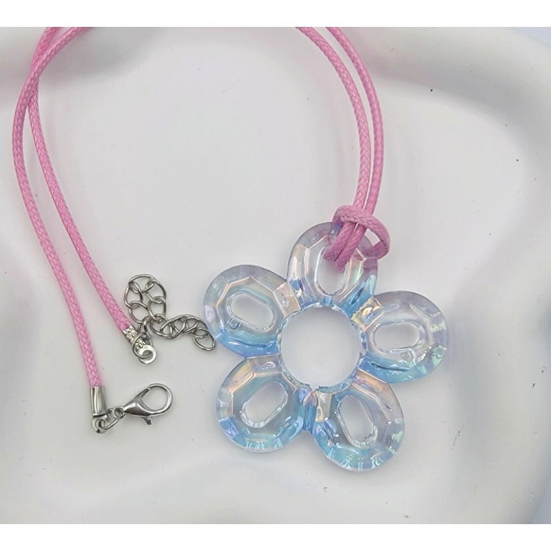 Wholesale Acrylic Hollow Out Plum Blossom Wax Thread Necklace