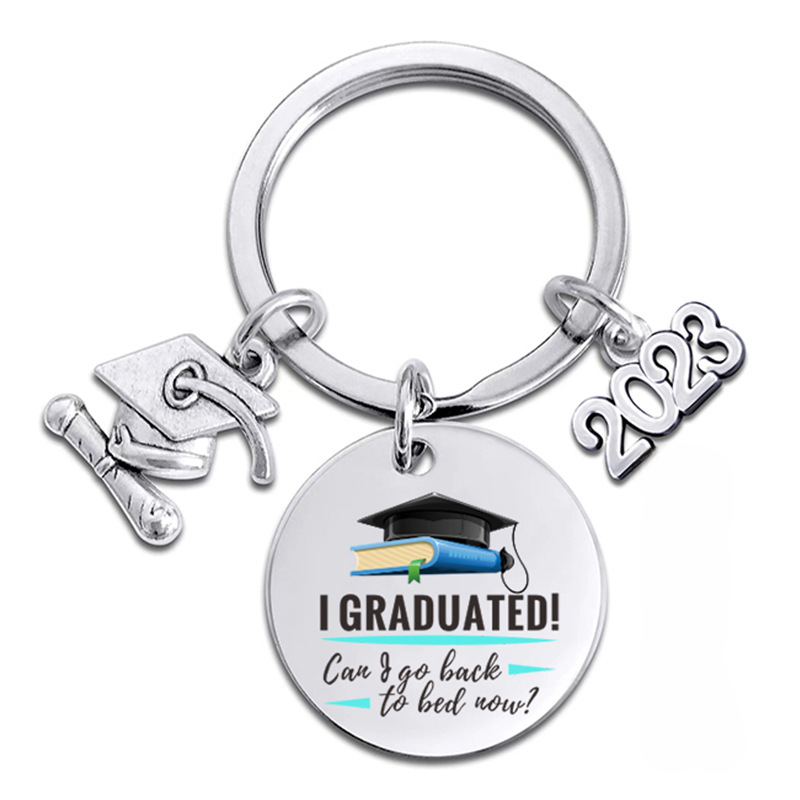 Wholesale Season of Graduation Gift Color Printing Doctor Hat Stainless Steel Key Chain