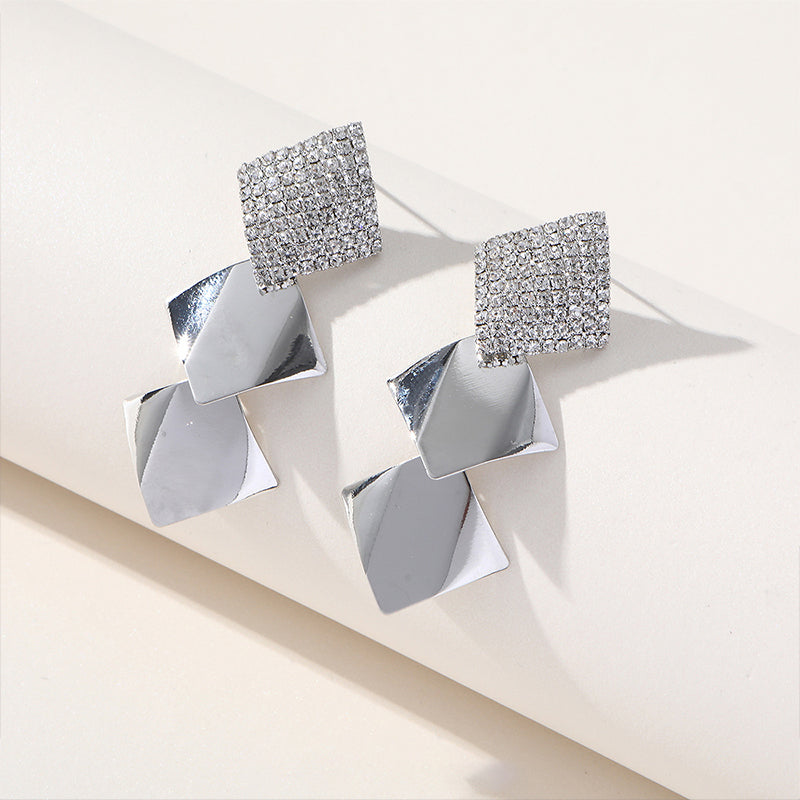 Wholesale Rhombus Zircon French Super Sparkle Earrings OLY-ES-SHY006