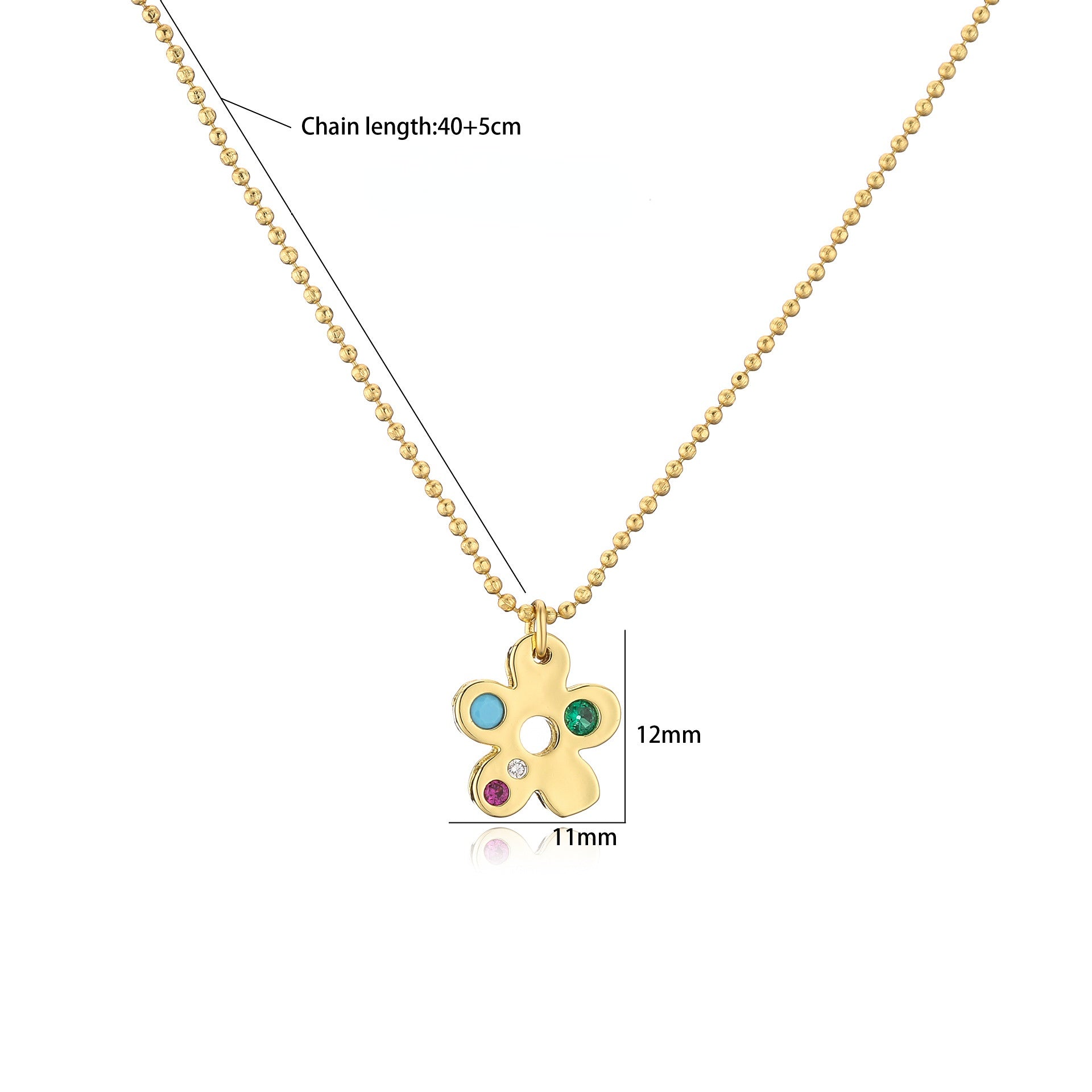 Wholesale Brass Plated 18K Gold Zircon Small Flower Creative Necklace