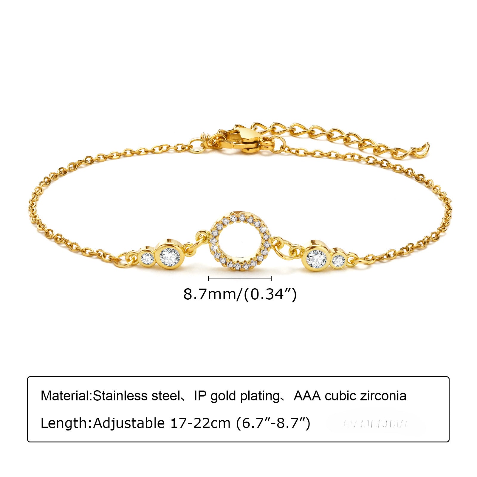 Brazalete ajustable de circón de acero inoxidable al por mayor