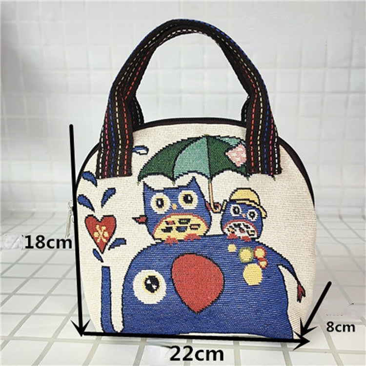 Wholesale Cotton and Hemp Embroidered Shell Type Portable Bag