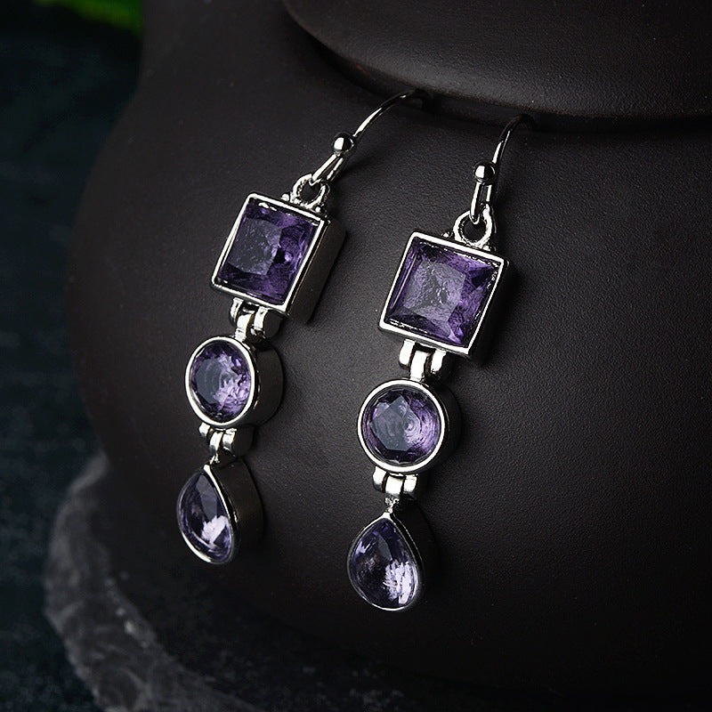 Wholesale Lavender Amethyst Copper Earrings Set