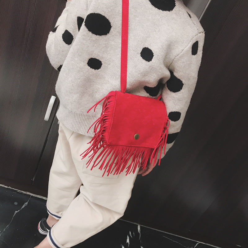 Wholesale Suede Kids Tassel Shoulder Bag