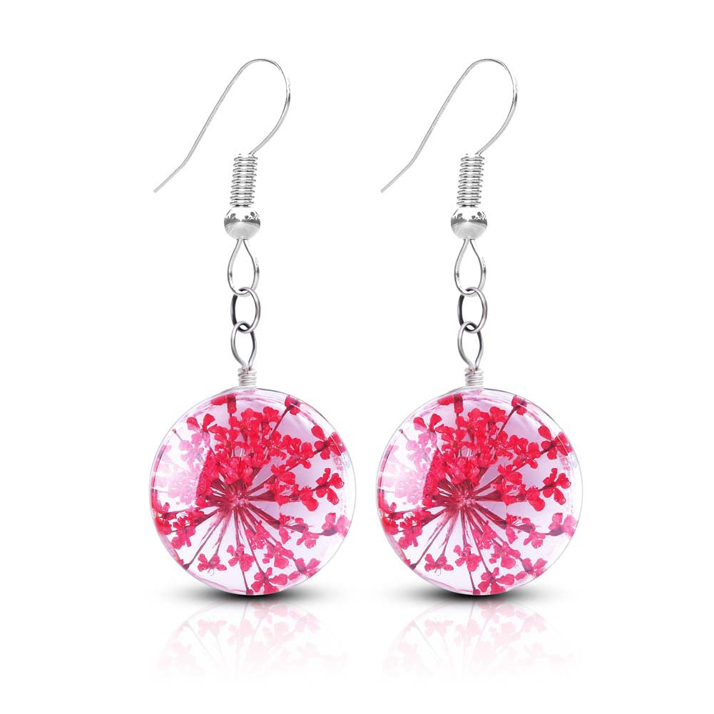 Wholesale Dried Flower Glass Ball Earrings