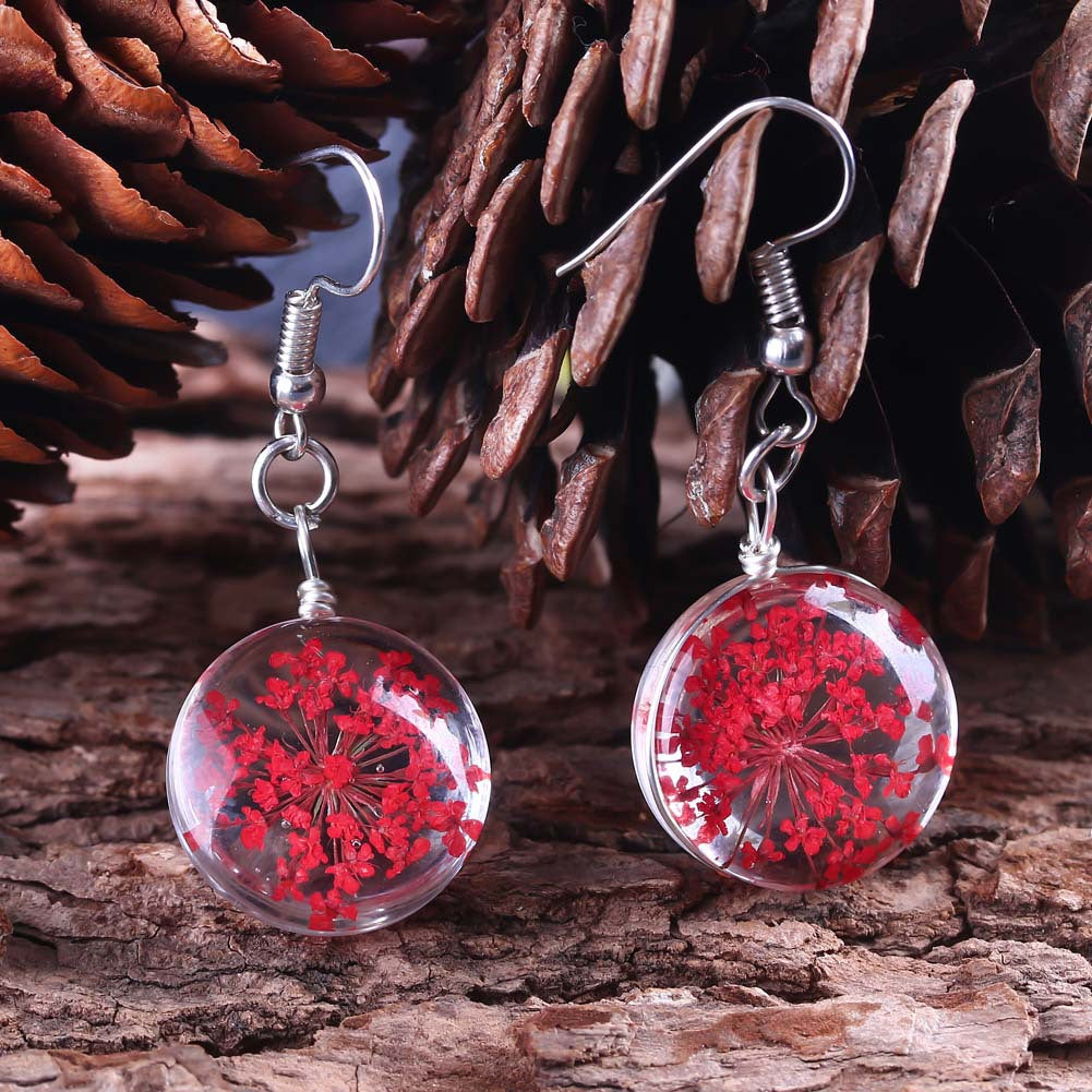 Wholesale Dried Flower Glass Ball Earrings