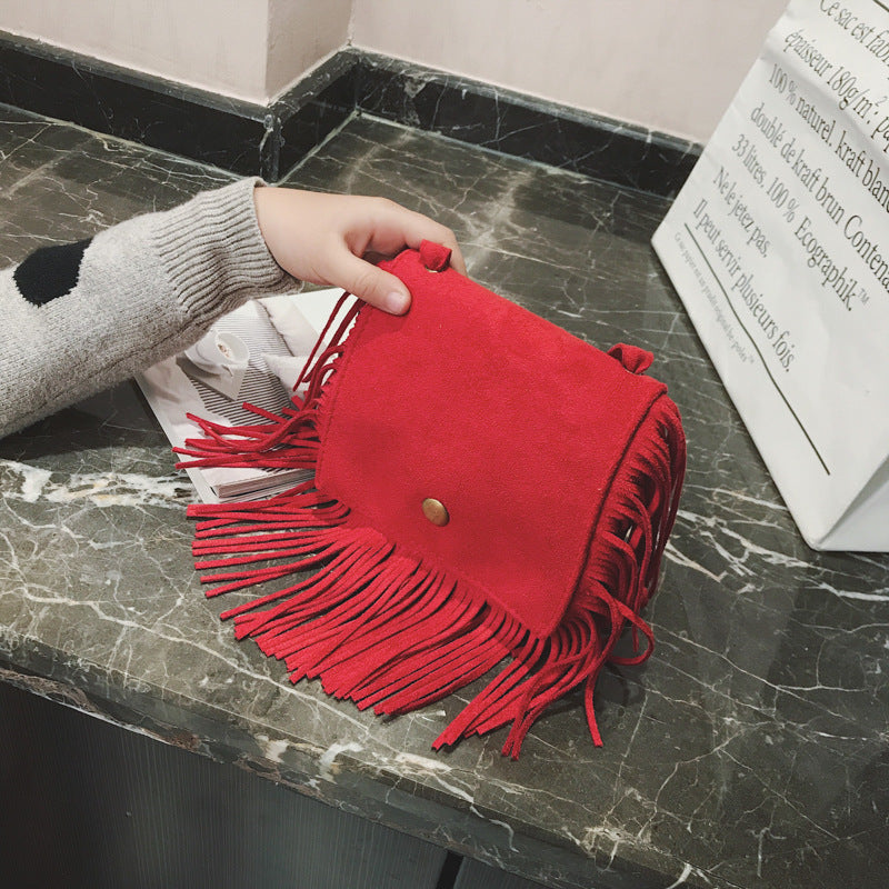 Wholesale Suede Kids Tassel Shoulder Bag