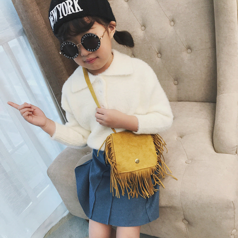 Wholesale Suede Kids Tassel Shoulder Bag