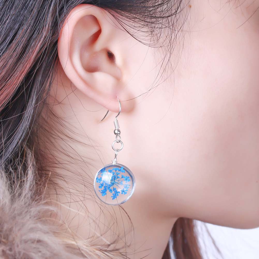 Wholesale Dried Flower Glass Ball Earrings