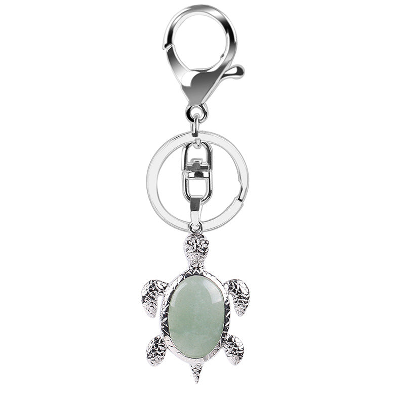 Wholesale Natural Stone Crystal Sea Turtle Keychain