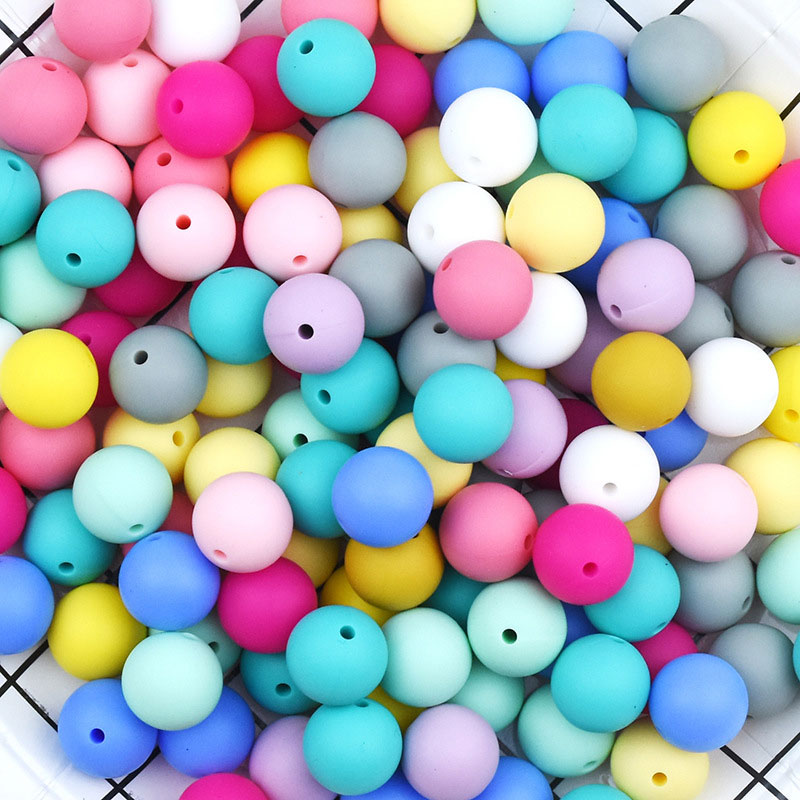 Wholesale DIY 15mm Candy Color Beads Silicone Random Color 200pcs OLY-BDS-HeS001