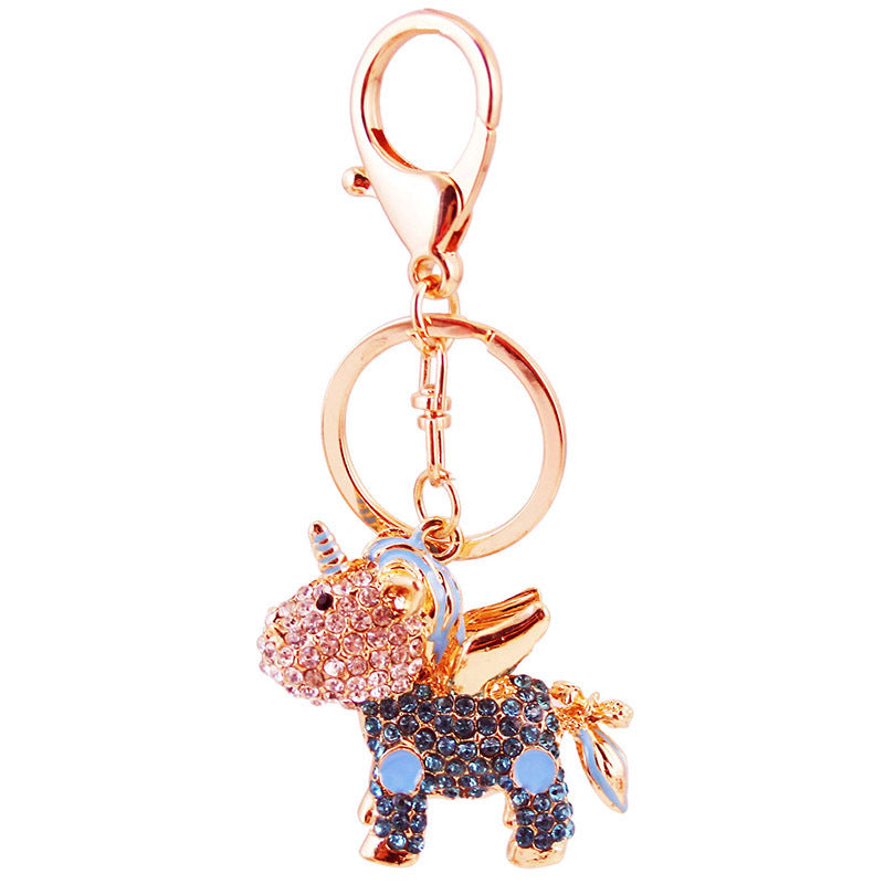 Wholesale Zinc Alloy Diamond Studded Unicorn Keychain