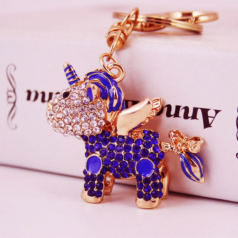 Wholesale Zinc Alloy Diamond Studded Unicorn Keychain