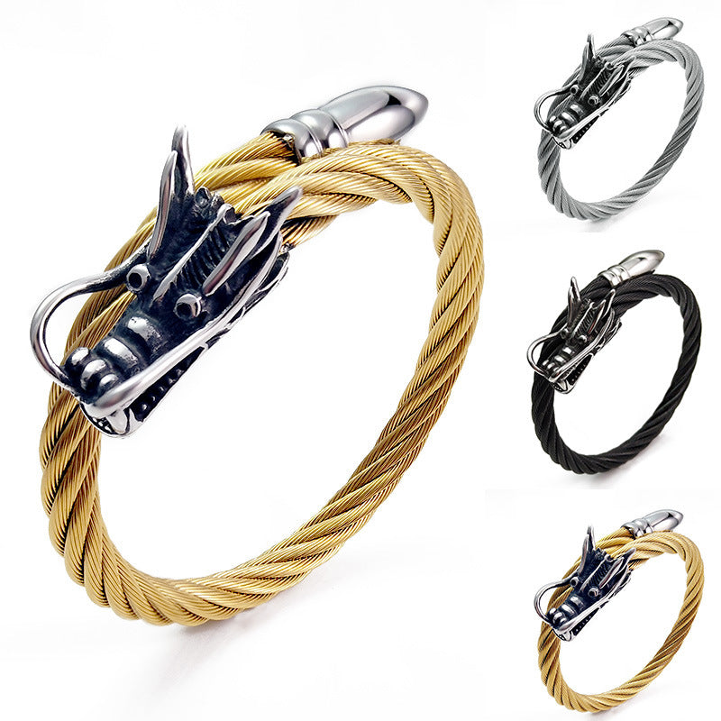 Venta al por mayor Pulsera de acero inoxidable con grifo de cuerda de alambre