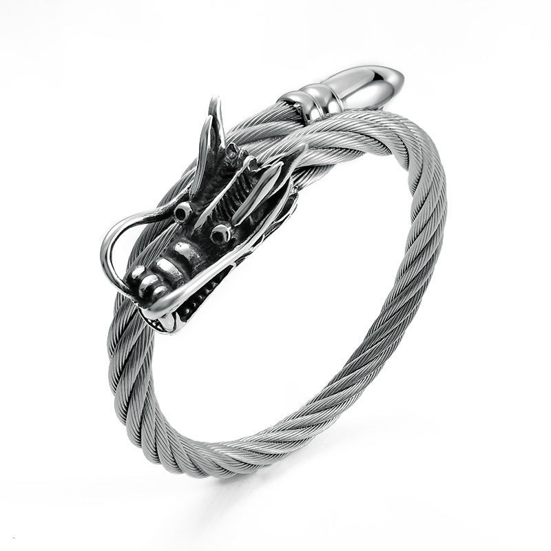 Venta al por mayor Pulsera de acero inoxidable con grifo de cuerda de alambre