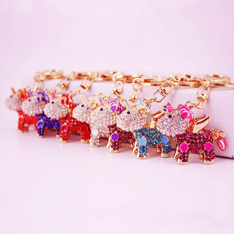 Wholesale Zinc Alloy Diamond Studded Unicorn Keychain