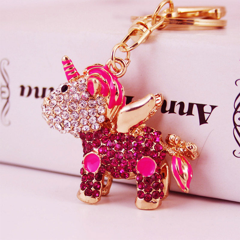 Wholesale Zinc Alloy Diamond Studded Unicorn Keychain