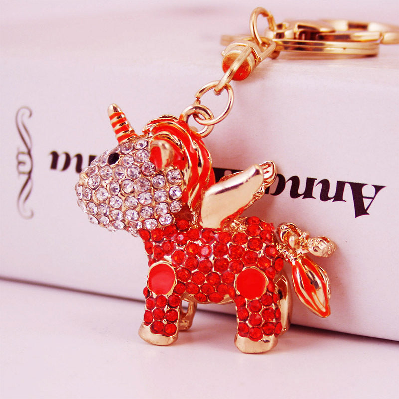 Wholesale Zinc Alloy Diamond Studded Unicorn Keychain