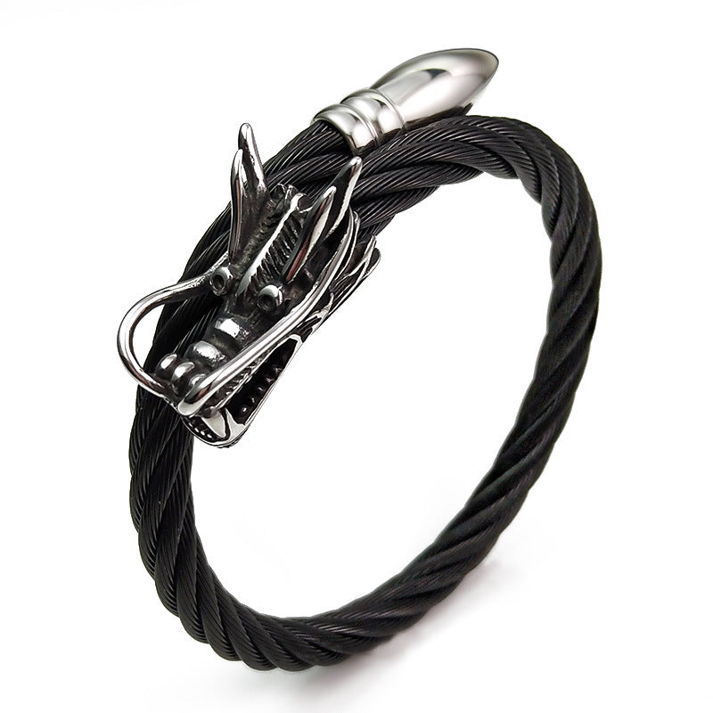 Venta al por mayor Pulsera de acero inoxidable con grifo de cuerda de alambre