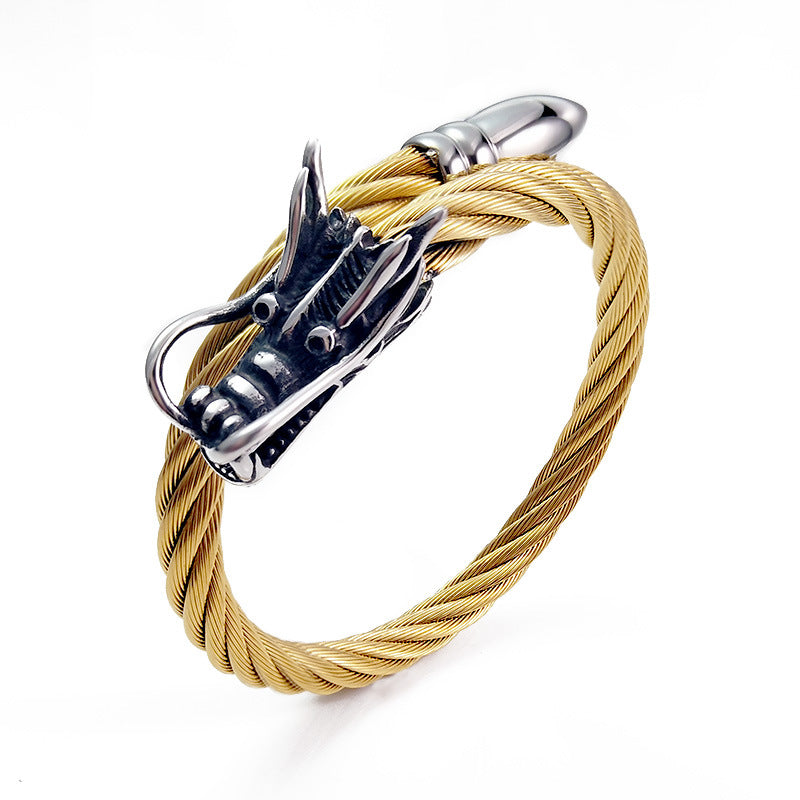 Venta al por mayor Pulsera de acero inoxidable con grifo de cuerda de alambre