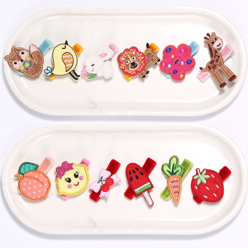 Wholesale Animal Fruit Bow Velvet Hair Clips