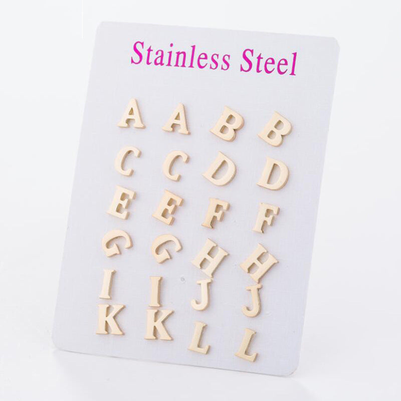 Wholesale 26 Letter Alloy Ear Studs