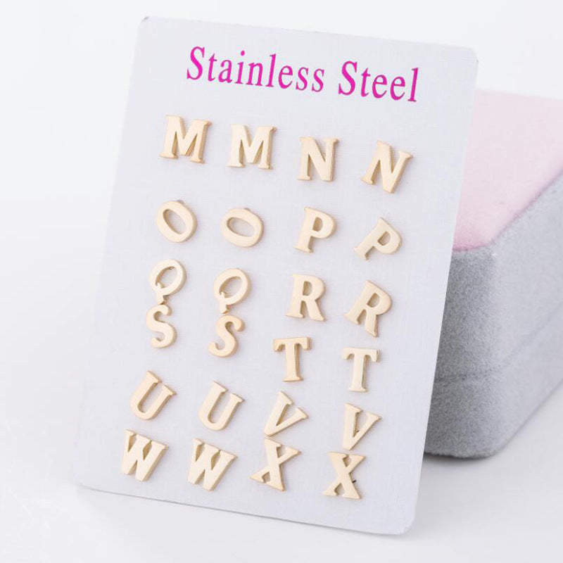Wholesale 26 Letter Alloy Ear Studs