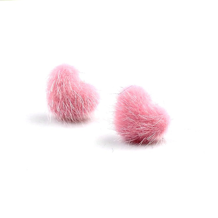 Wholesale Mink Hair Heart Shaped Earrings