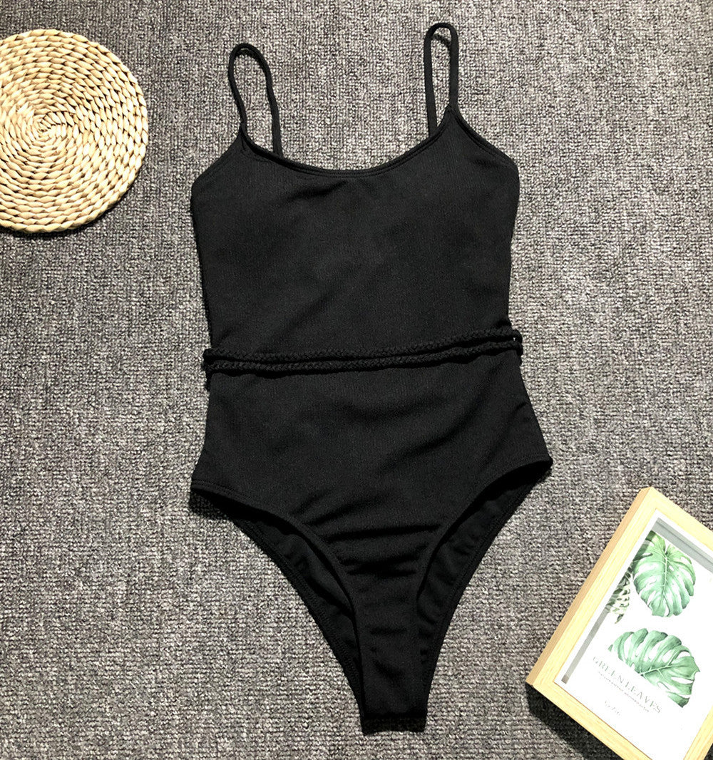 Wholesale Solid Color One Piece Polyester Swimwear