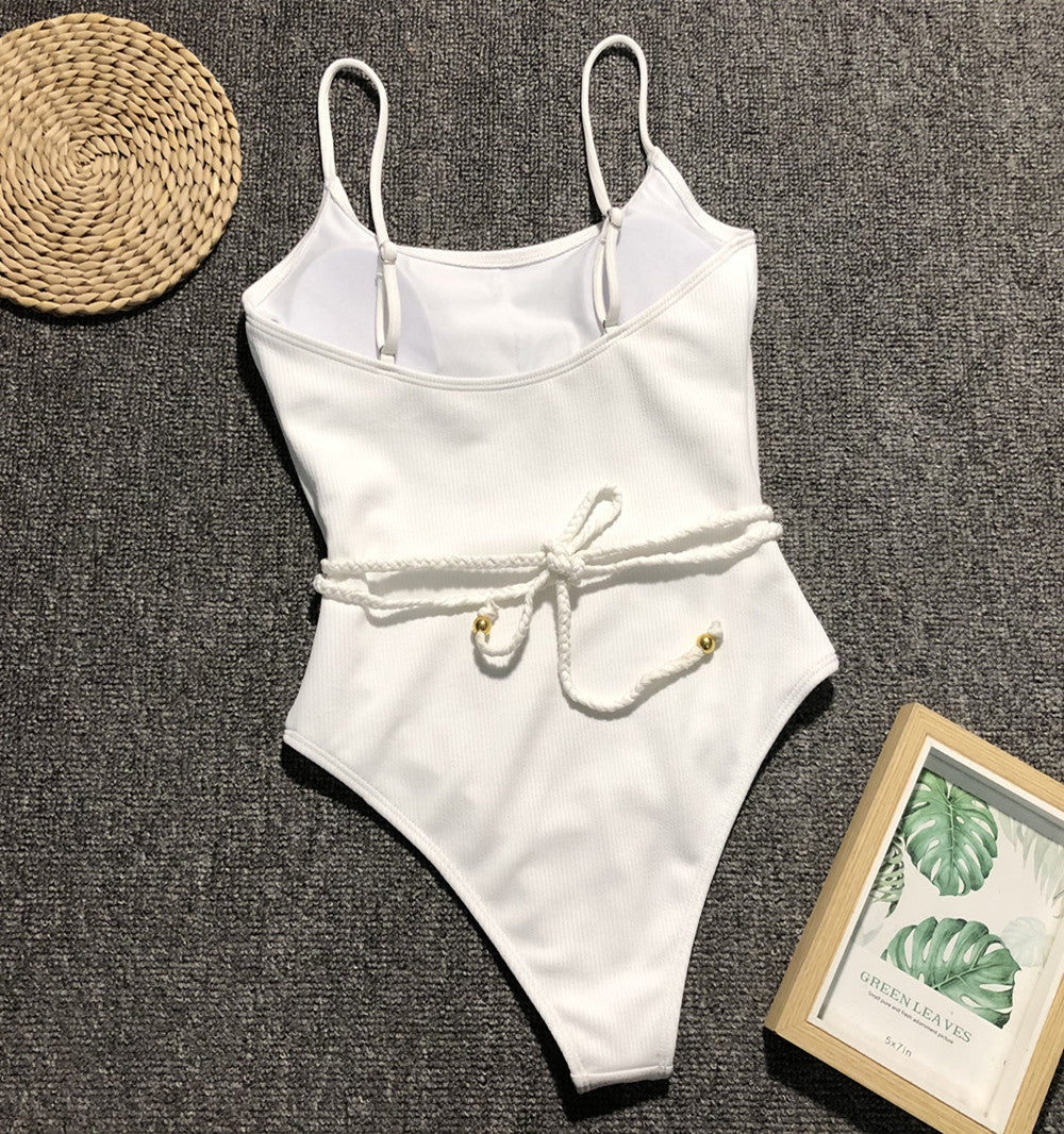 Wholesale Solid Color One Piece Polyester Swimwear