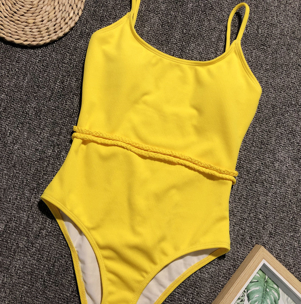 Wholesale Solid Color One Piece Polyester Swimwear