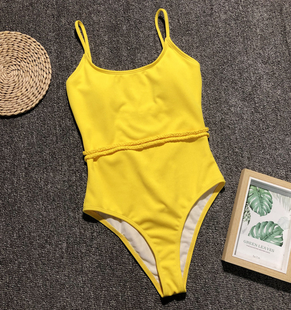 Wholesale Solid Color One Piece Polyester Swimwear