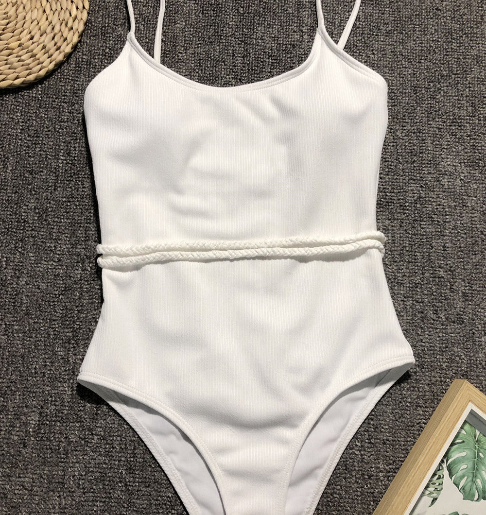 Wholesale Solid Color One Piece Polyester Swimwear