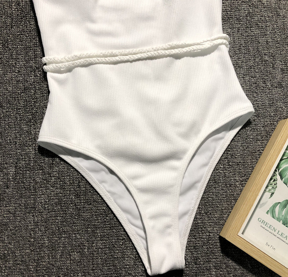 Wholesale Solid Color One Piece Polyester Swimwear