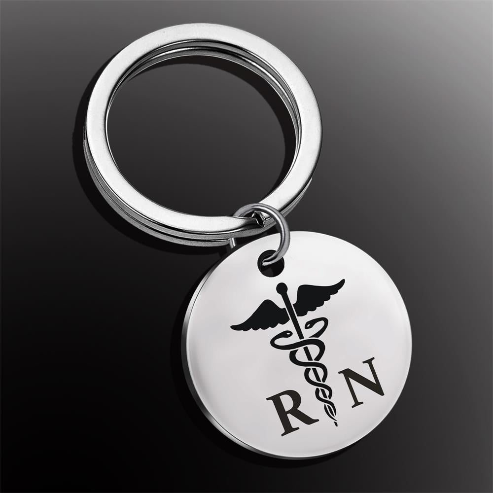 Llavero creativo al por mayor del caduceo de la serpiente del logotipo médico del acero inoxidable