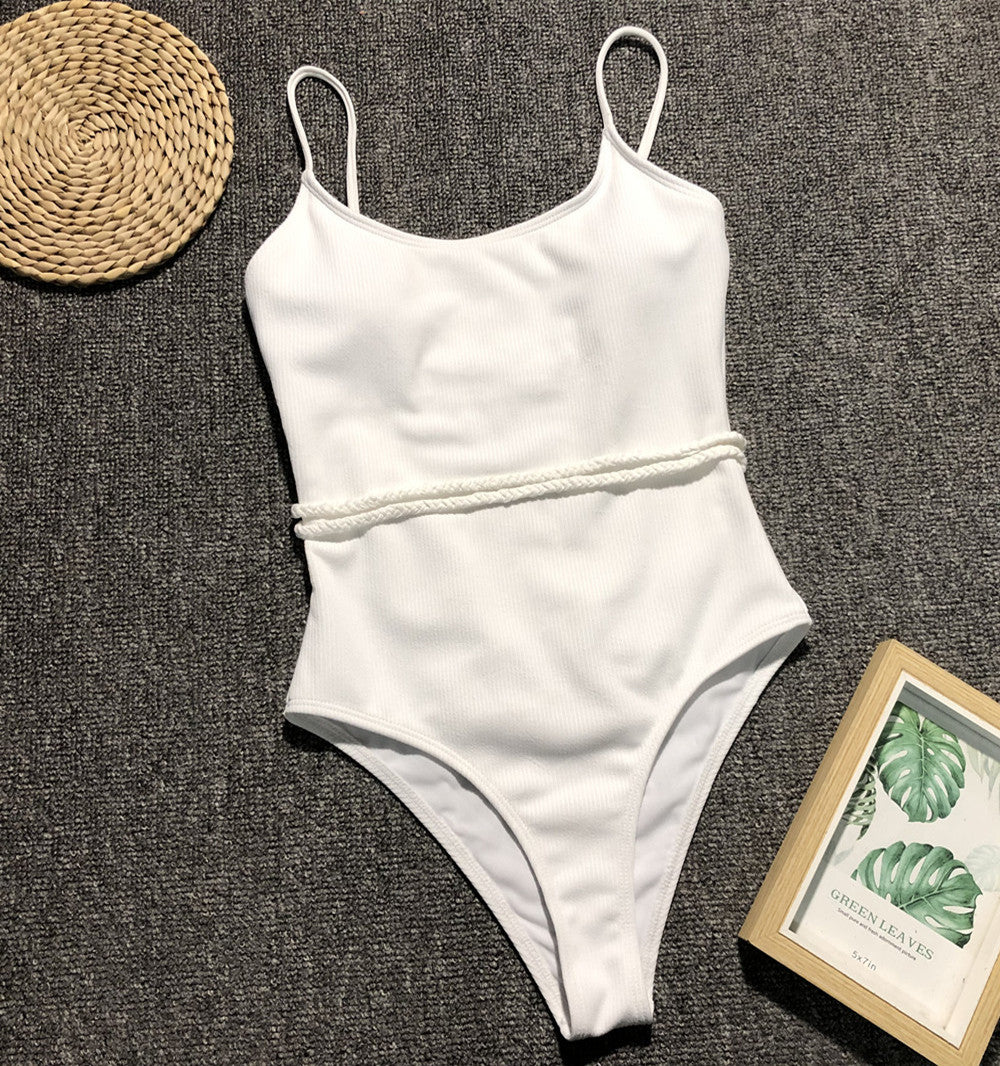 Wholesale Solid Color One Piece Polyester Swimwear