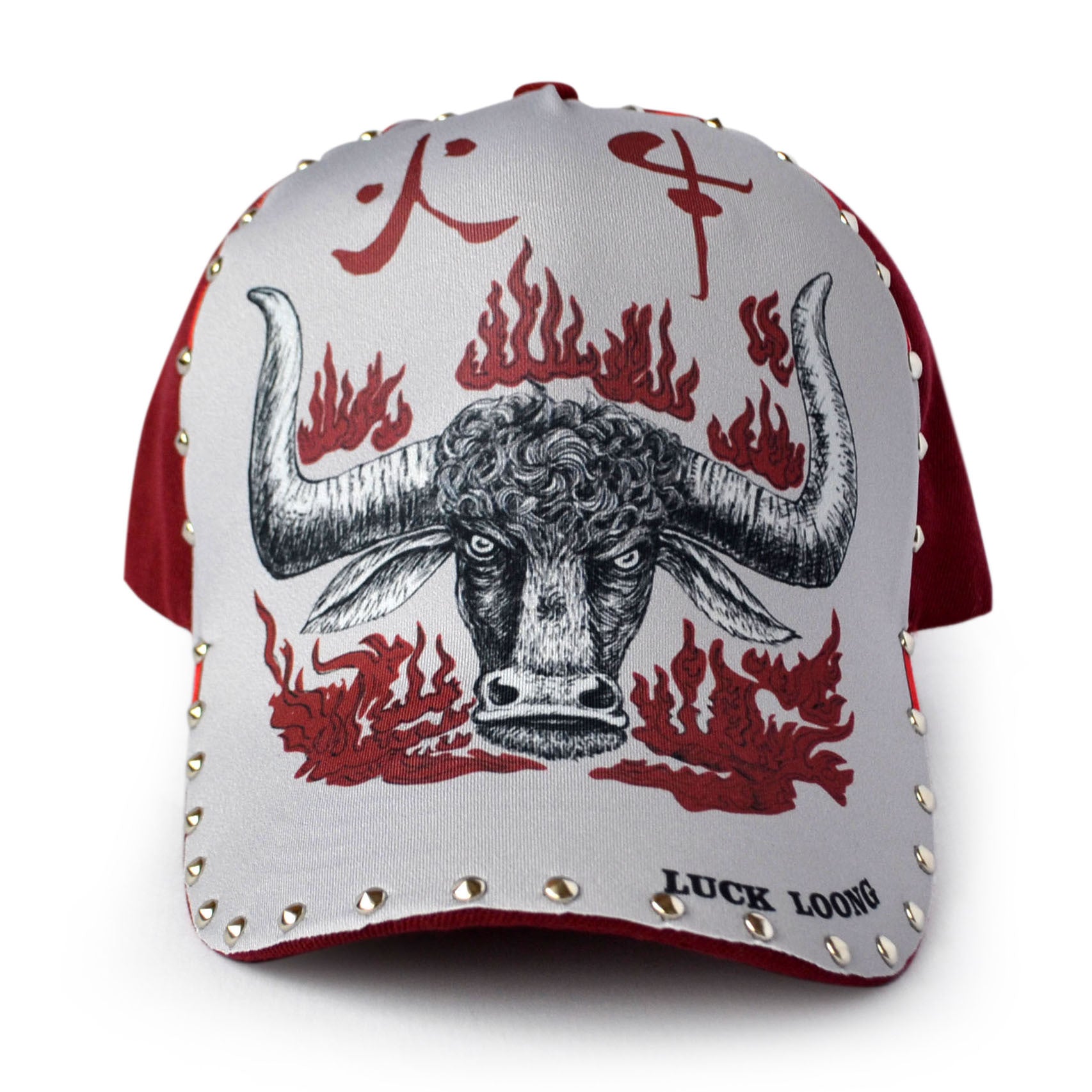 Wholesale Polyester Cotton Illustrated Fire Bull Baseball Cap