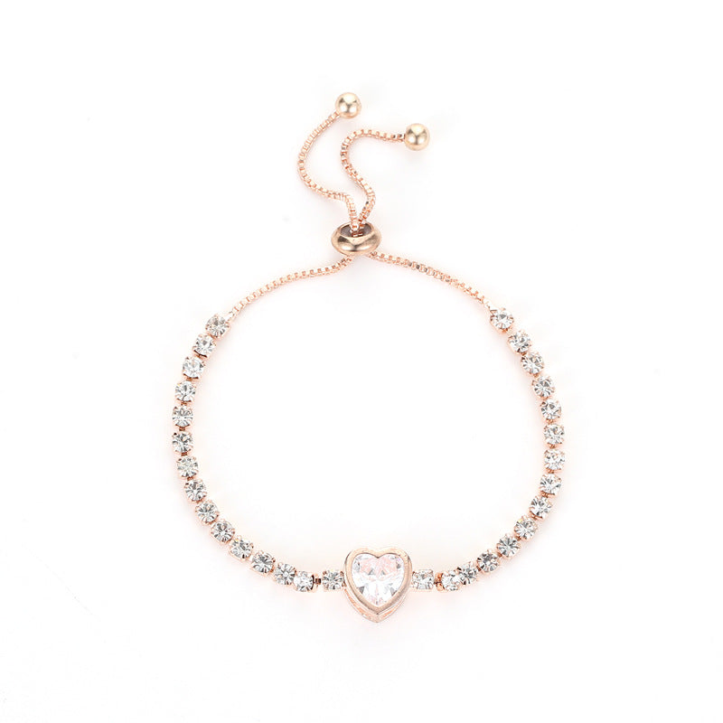 Wholesale Heart Zircon Copper Bracelet